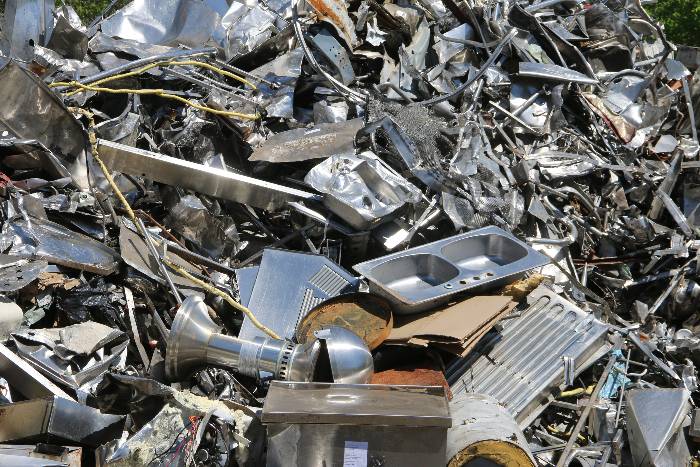 The Pile of Stainless Steel Is Ready for Recycling at North Star Metal Recycling in Vancouver
