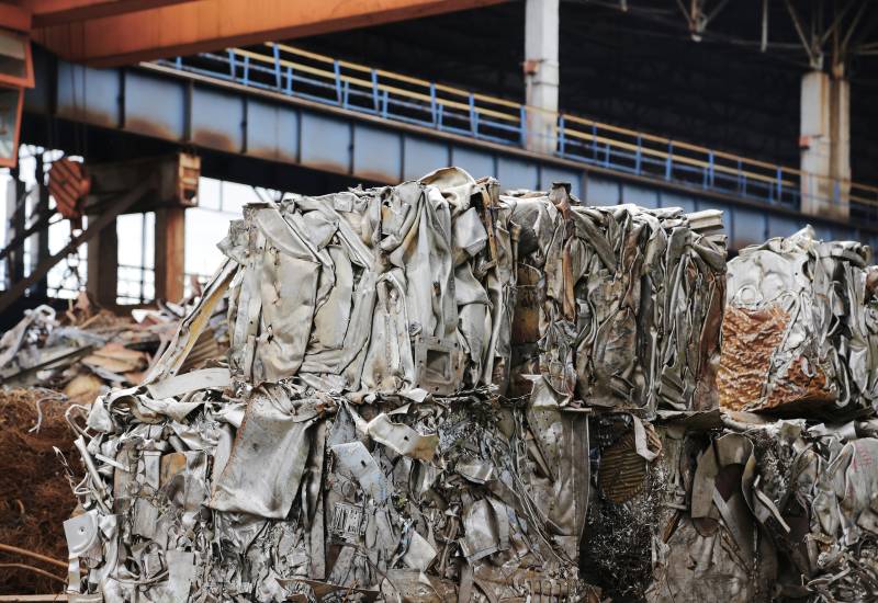 Baled aluminum scrap and cans for recycling in Vancouver, BC
